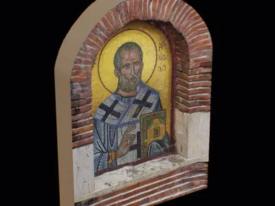 Mosaic Orthodox Icon Grandfather Priest Monk Cultural Art Low-poly 3D model
