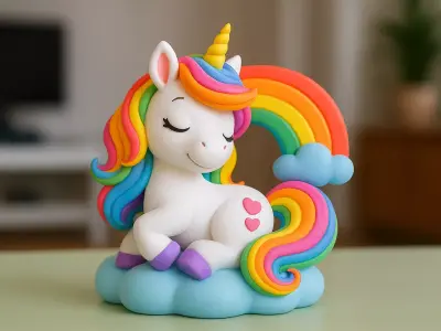 Rainbow unicorn 3D print model