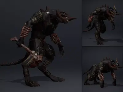 Ghost Barbarian Arm1 Brutal Low-poly 3D model