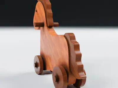 Vintage Wooden Toy Horse Low-poly 3D model