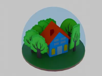house globe Low-poly 3D model