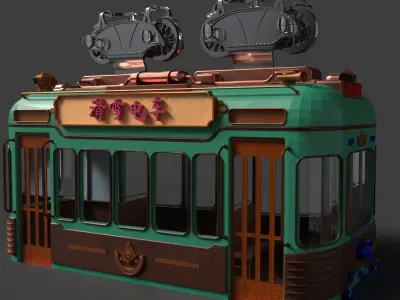 Chinese ski gondola figure  Low-poly 3D model