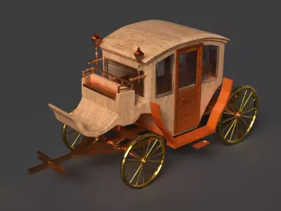Chinese ancient wooden  carriage   Low-poly 3D model