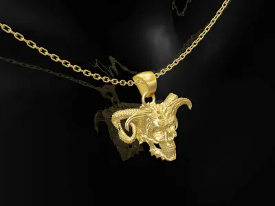Skull demon pendant jewelry gold 3D print model