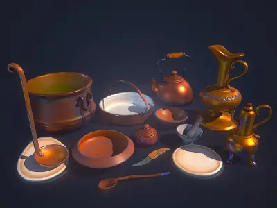 Kitchenware Props Pack Low-poly 3D model