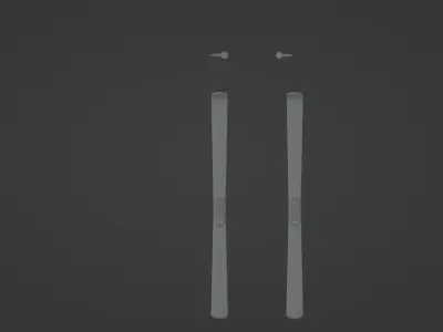 Skis and sticks 3D model