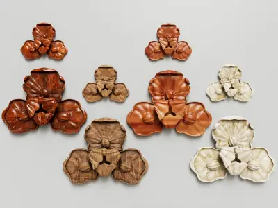 Classic decorative element of the ornament flower 3D model