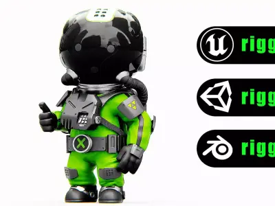 TOON ASTRONAUT K-2500 Rigged for Unreal Engine - Unity - MIXAMO  3D model