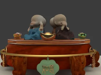 Chinese monk kids 3D model