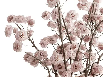 flowers plant in a bouquet glass vase 72 3D model