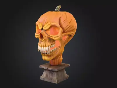Pumpkin Skull Horror Bust Low-poly 3D model