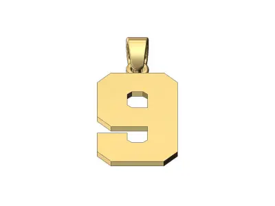Number 9 nine varsity high school letterman pendant charm 3D print model