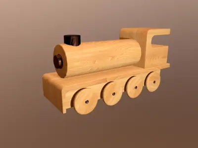 Wooden Toy Train - Engine 003 Low-poly 3D model
