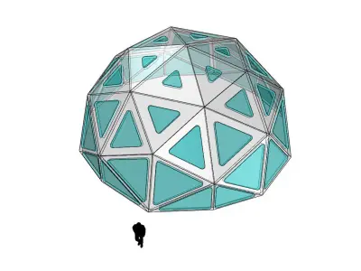 Geodesic Dome with Dynamic Perforations and glass panels  3D model