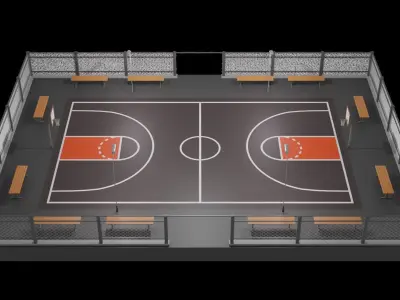 Basketball court A2 Low-poly 3D model