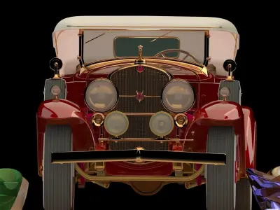 Chinese gold ingot with antique car 3D model