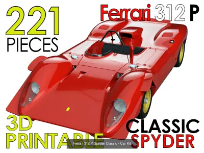 Ferrari 312 P 3D Printable - Car Kit Pack Bundle 3D Model Collection