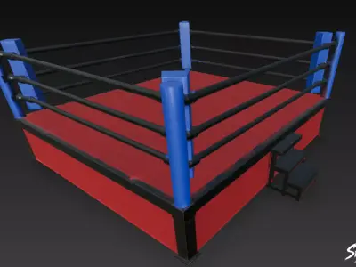 Boxing Ring Blue Corner Low-poly 3D model