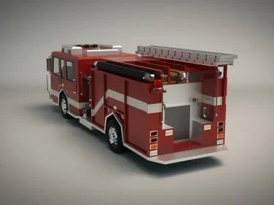 Low Poly Fire Truck 04 Low-poly 3D model