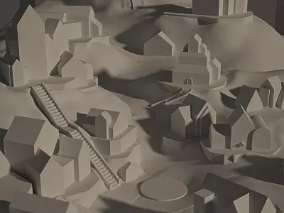 Xmas Snowy Village 3D Christmas Houses Festive Season 3D model