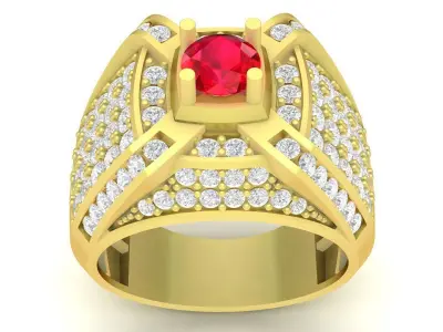 Luxury Mens Gemstone Ring with Pave Diamonds  3395 3D print model
