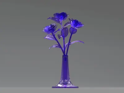 Glass Flower Showpiece Purple 3D model
