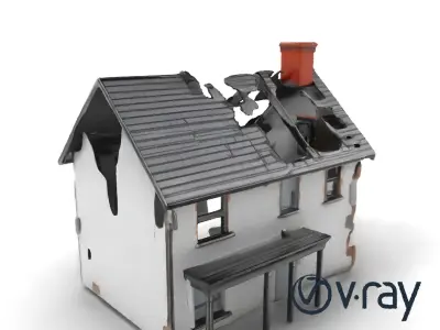 Eroded Fire-Damaged House Ruins model pack Low-poly 3D model