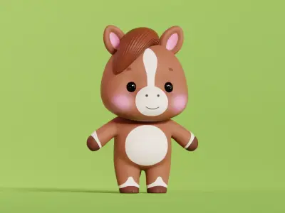 Horse Character Cartoon Pony Chibi Kawaii  Low-poly 3D model