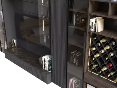 Modern Luxury TV Wall Unit 3D Model 3D model