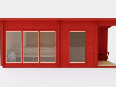 Sauna Red Low-poly 3D model