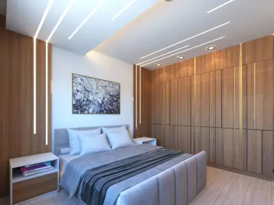 Modern apartment interior  3D Scene  Low-poly 3D model