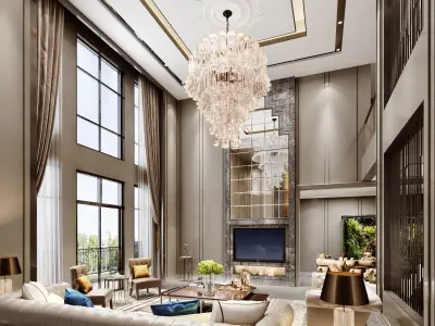 Luxury living room interior 3D model