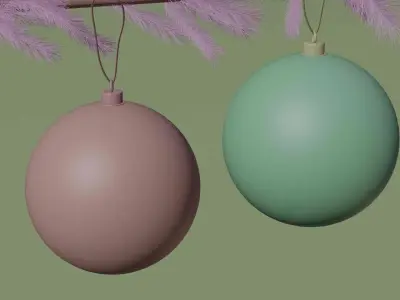New Year Tree Ornaments pack  Low-poly 3D model