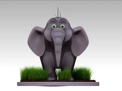 Elephant cartoon 3D model
