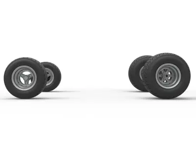 Wheel set of 600 Micro sprint car Scale 1 to 25 3D print model