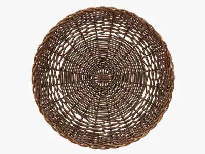 Wicker basket tray dark brown 3D model