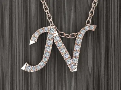 Jewelry Alphabet Pendant N 3D print model