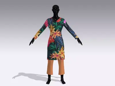 Female Cloth Dress Low-poly 3D model