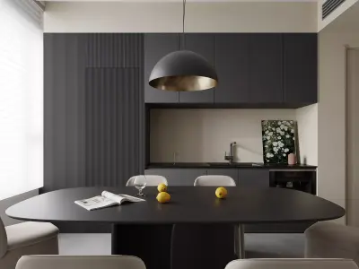 Modern living room dining room interior scenes 322 3D model