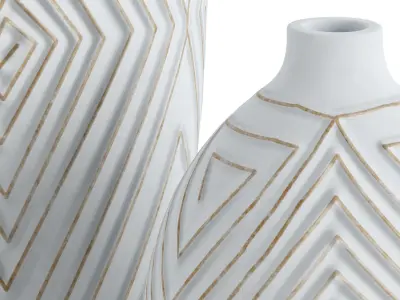Gold Brushed Pattern Vases 3D model