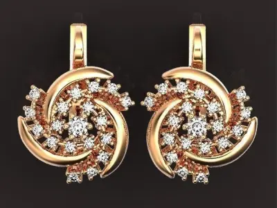 elegant set ring and earrings with stones 3D Model Pack