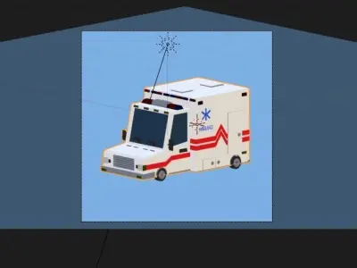  Cartoon Ambulance Low-poly 3D model
