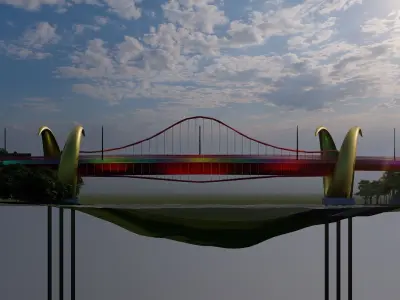 High Detail 3D Model Architecture of Steel Box Girder Bridge 3D model