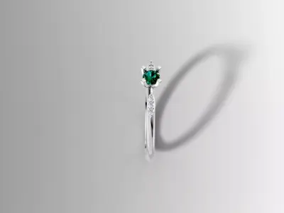 Luxury Solitaire Ring with Side Stones 3D print model
