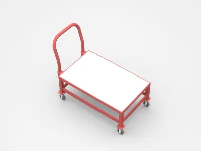 Red Empty High Container Cart 3D model