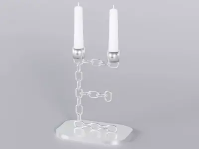 Alphabet E Silver Chain Candleholder 3D Model True 4K PBR Render Low-poly 3D model