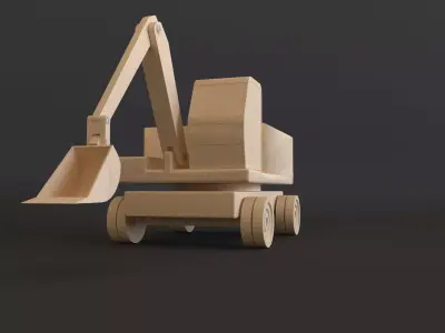 excavator wooden toy 3D model