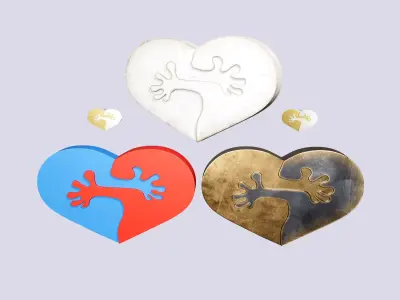Heart hug decor and pendant for visualization and 3D print 3D model