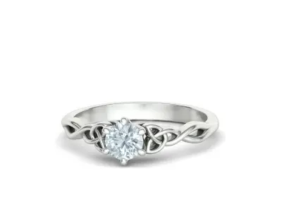 Knot Solitaire Engagement Womens Ring TwoTone 5mm Stone 3dmodel 3D print model