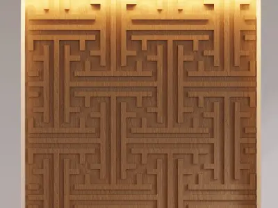 Decorative Wooden Wall Model 7 Low-poly 3D model